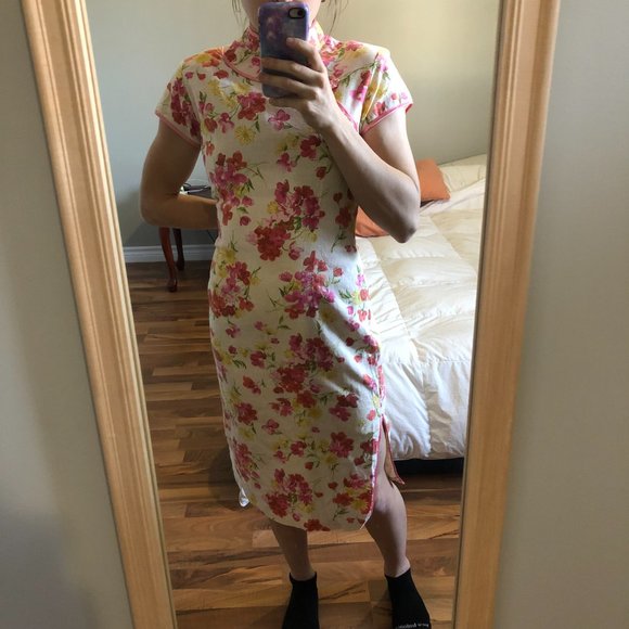 Hich Class vintage mandarin collar floral short sleeve dress size 6 - Picture 2 of 14